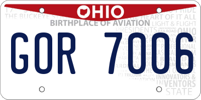 OH license plate GOR7006