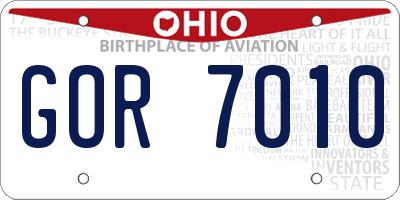 OH license plate GOR7010