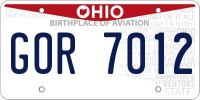 OH license plate GOR7012