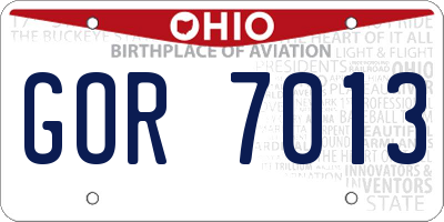 OH license plate GOR7013