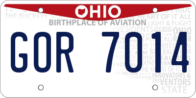 OH license plate GOR7014