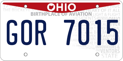 OH license plate GOR7015