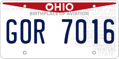 OH license plate GOR7016