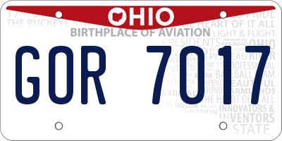 OH license plate GOR7017