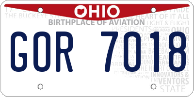 OH license plate GOR7018