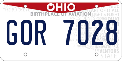 OH license plate GOR7028