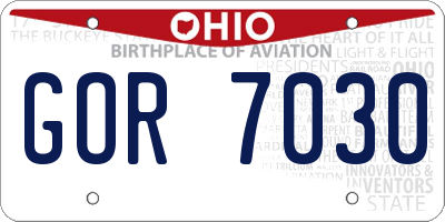 OH license plate GOR7030