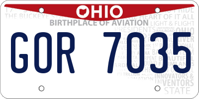 OH license plate GOR7035