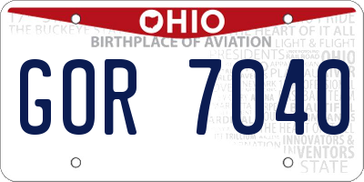 OH license plate GOR7040