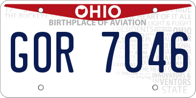OH license plate GOR7046