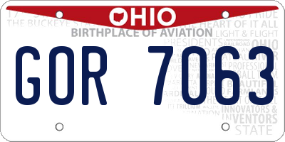 OH license plate GOR7063