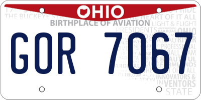 OH license plate GOR7067
