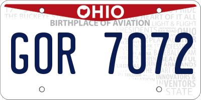 OH license plate GOR7072