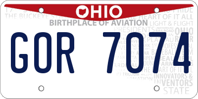 OH license plate GOR7074