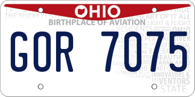 OH license plate GOR7075
