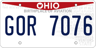 OH license plate GOR7076