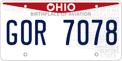 OH license plate GOR7078