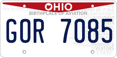 OH license plate GOR7085