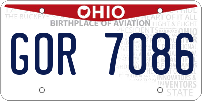 OH license plate GOR7086