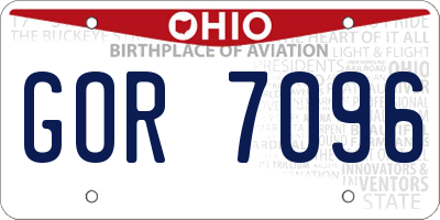 OH license plate GOR7096