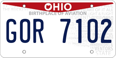 OH license plate GOR7102