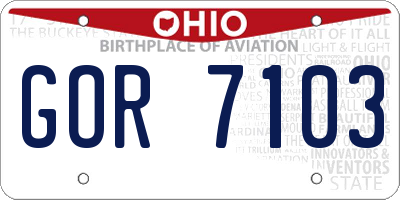 OH license plate GOR7103
