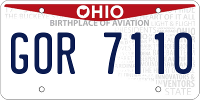 OH license plate GOR7110