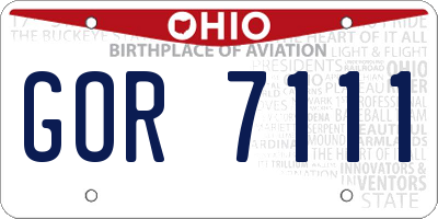 OH license plate GOR7111