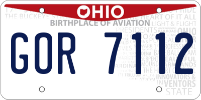 OH license plate GOR7112