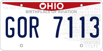 OH license plate GOR7113