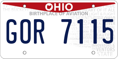 OH license plate GOR7115