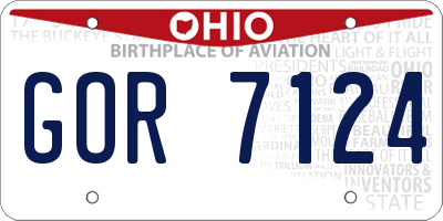OH license plate GOR7124