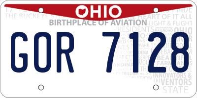 OH license plate GOR7128