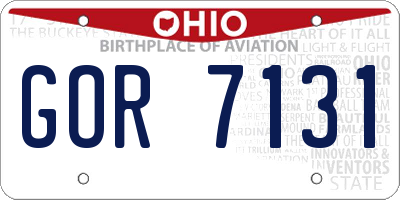 OH license plate GOR7131