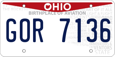 OH license plate GOR7136