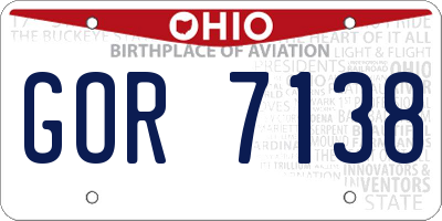 OH license plate GOR7138