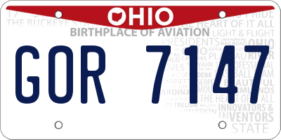 OH license plate GOR7147