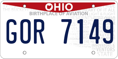 OH license plate GOR7149
