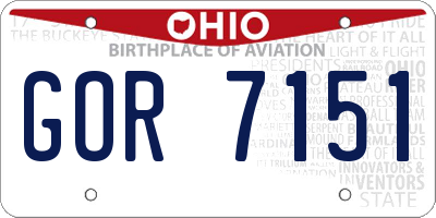 OH license plate GOR7151