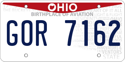 OH license plate GOR7162