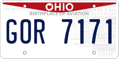 OH license plate GOR7171