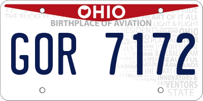 OH license plate GOR7172