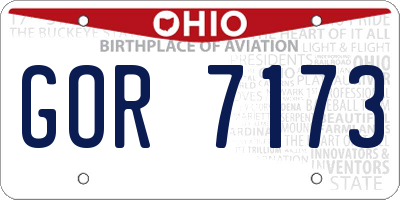 OH license plate GOR7173