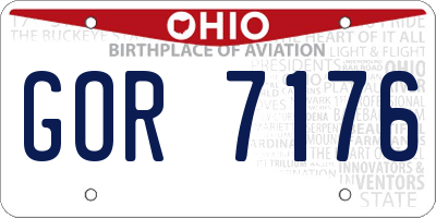 OH license plate GOR7176