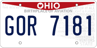 OH license plate GOR7181