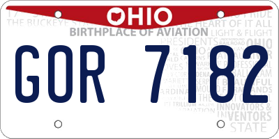 OH license plate GOR7182