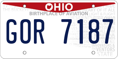 OH license plate GOR7187