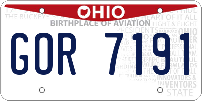 OH license plate GOR7191