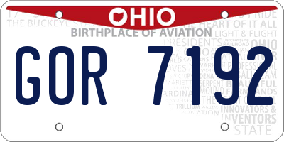OH license plate GOR7192