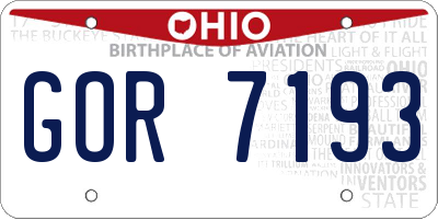 OH license plate GOR7193